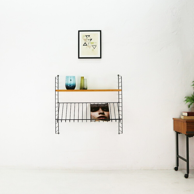 Vintage string shelf with magazine rack by Strinning - 1960s