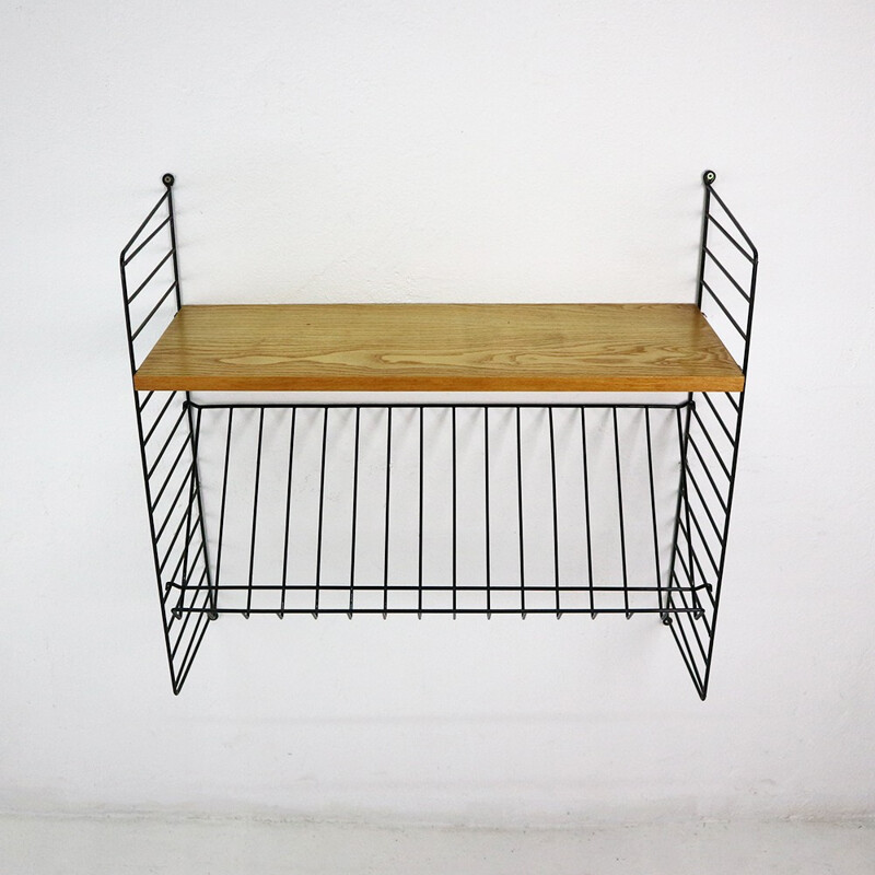 Vintage string shelf with magazine rack by Strinning - 1960s