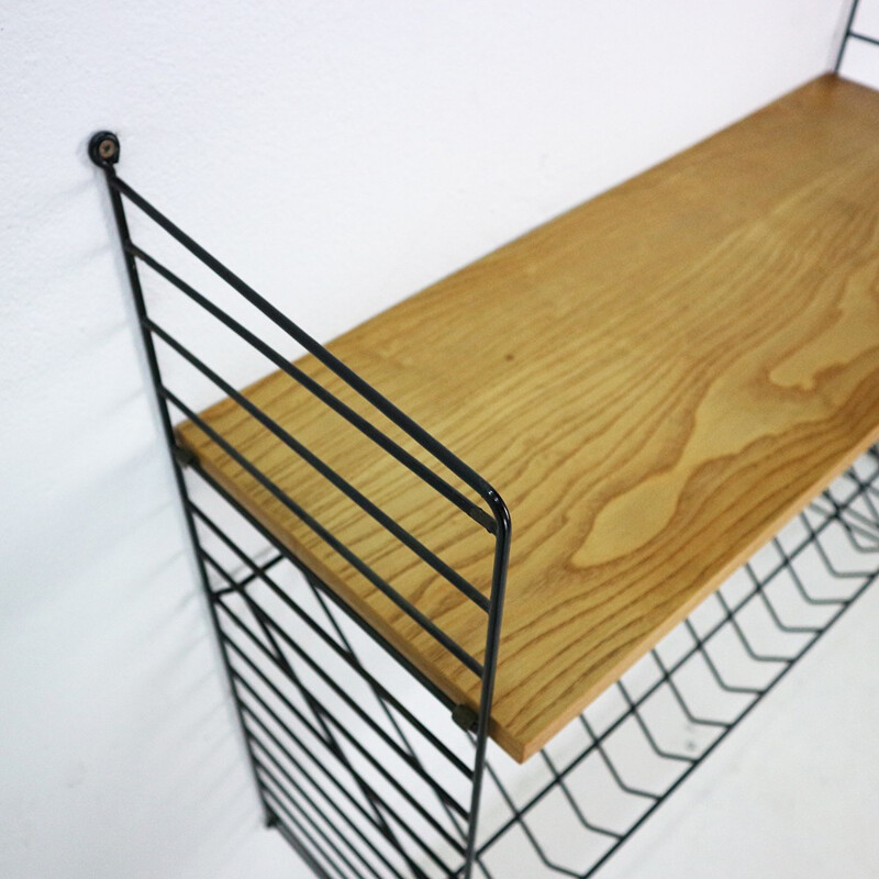 Vintage string shelf with magazine rack by Strinning - 1960s