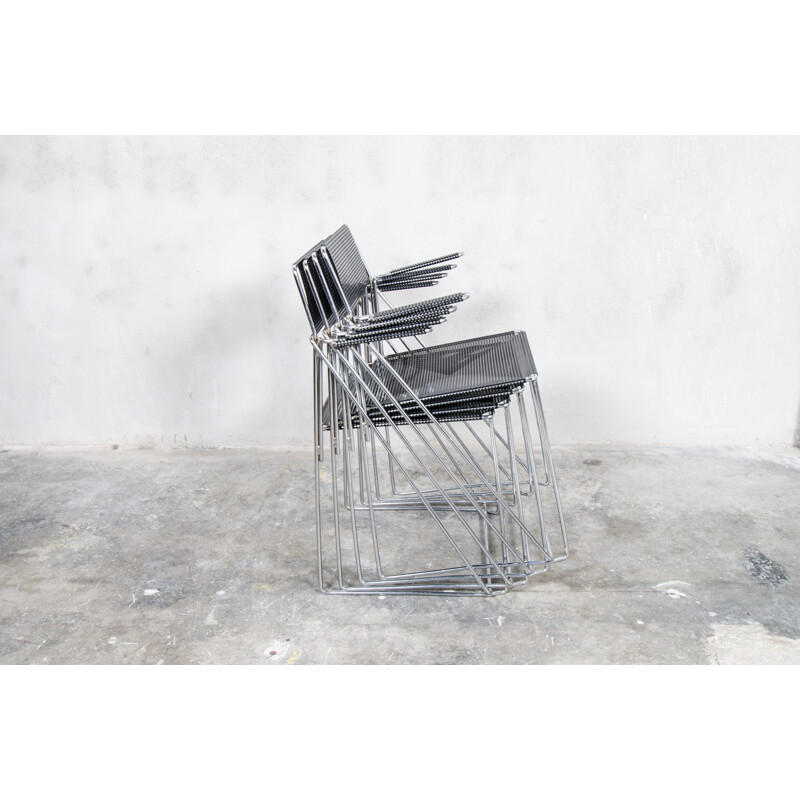 Suite de 4 chaises à repas noires "X Line" de Haugesen Hyboda pour Niels Jørgenn - 1970