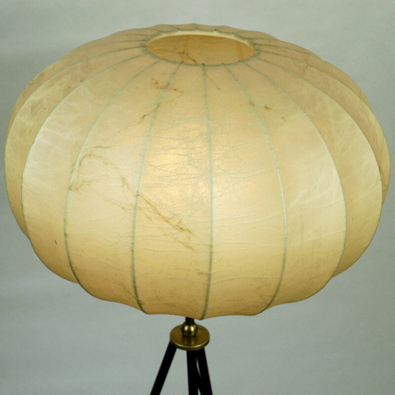 Tripod Floorlamp with Cocoon shade - 1950s