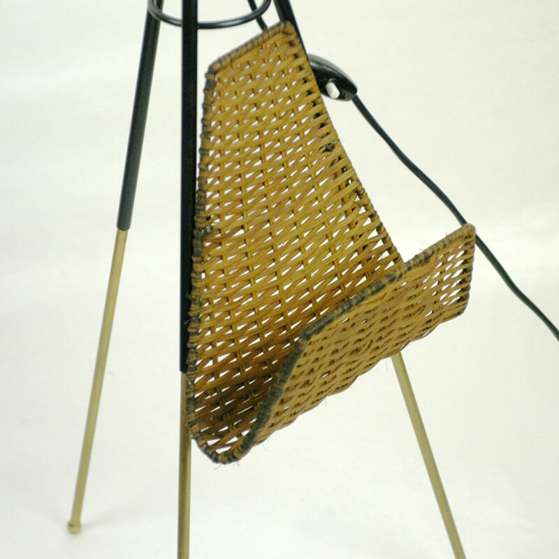 Tripod Floorlamp with Cocoon shade - 1950s