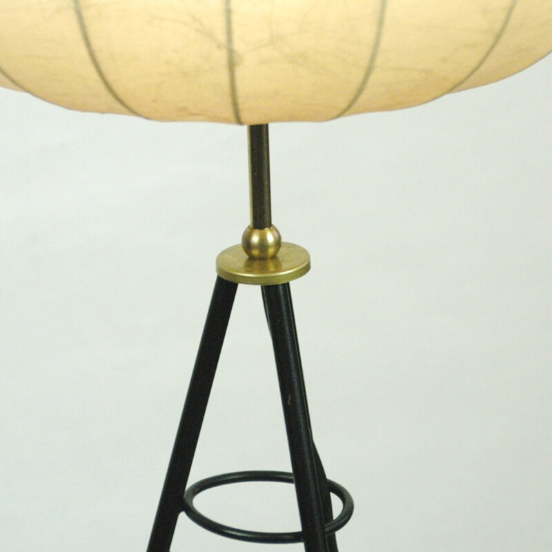 Tripod Floorlamp with Cocoon shade - 1950s