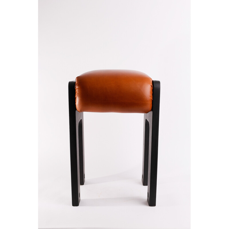 Vintage Plywood & Leather Stool - 1970s