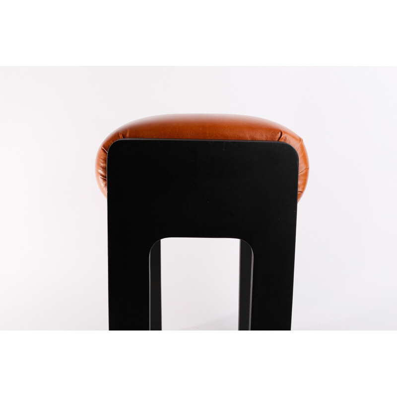 Vintage Plywood & Leather Stool - 1970s