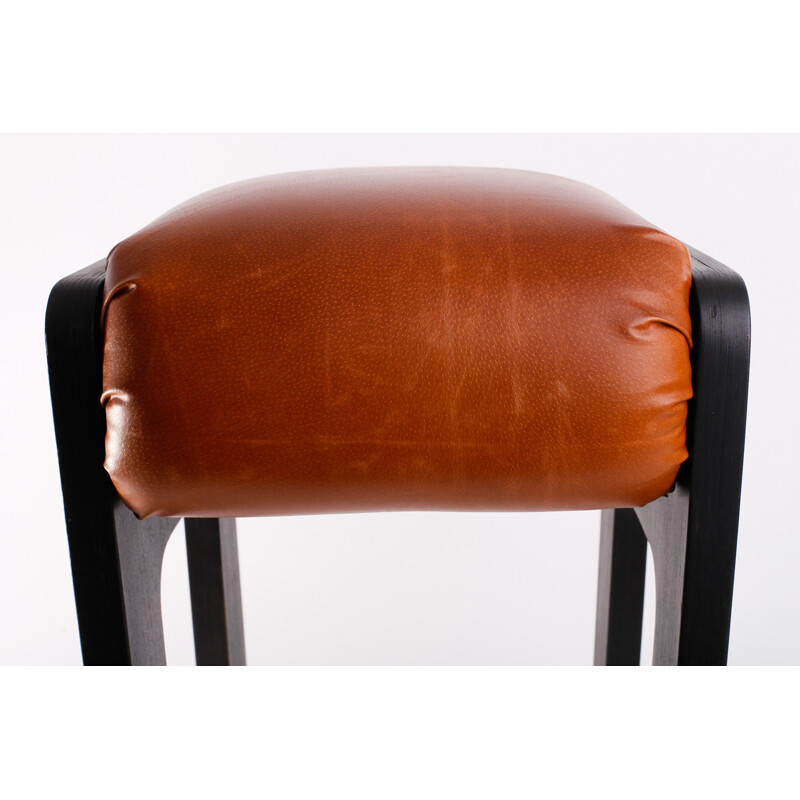 Vintage Plywood & Leather Stool - 1970s