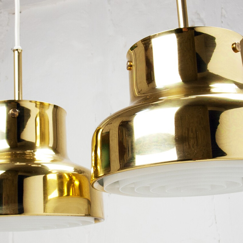 Pair of Bumling hanging in lamps in brass by Anders Pehrson - 1960s