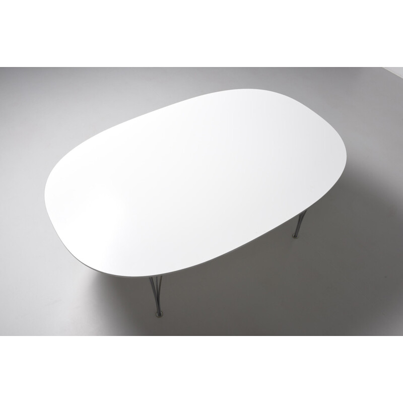 Vintage white dining table by Piet Hein for Fritz Hansen - 1970s