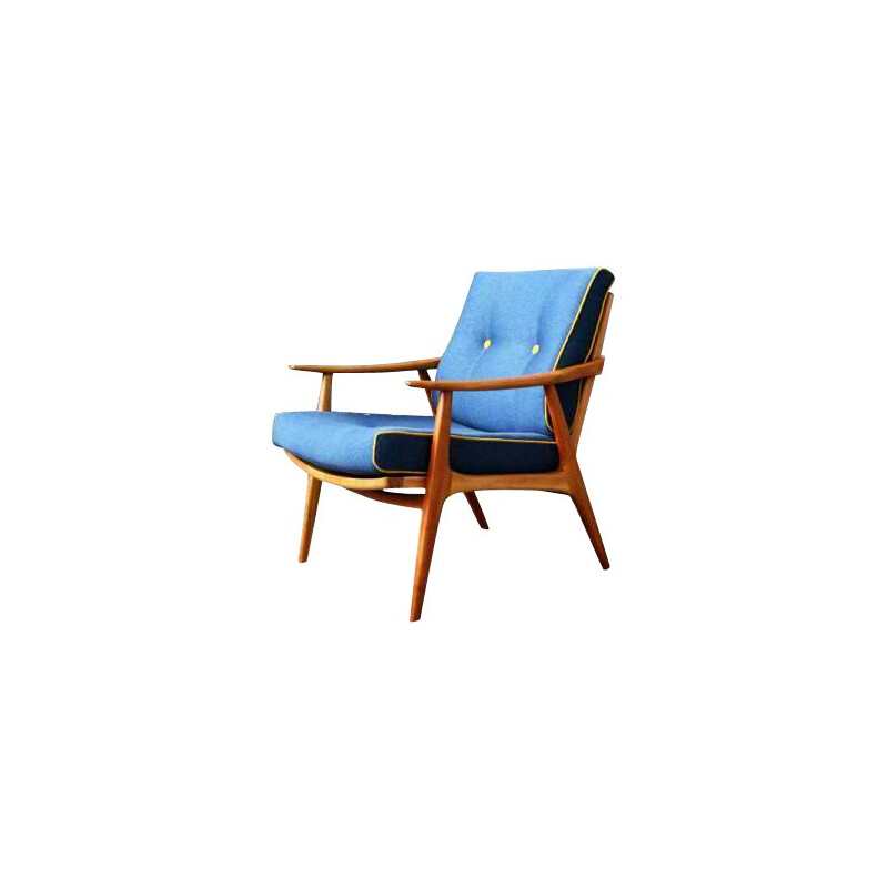 Vintage Scandinavian style blue armchair - 1960s