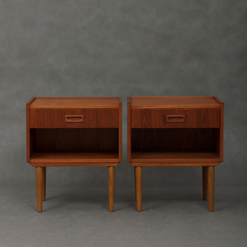 Pair of vintage night stands in teak - 1970s