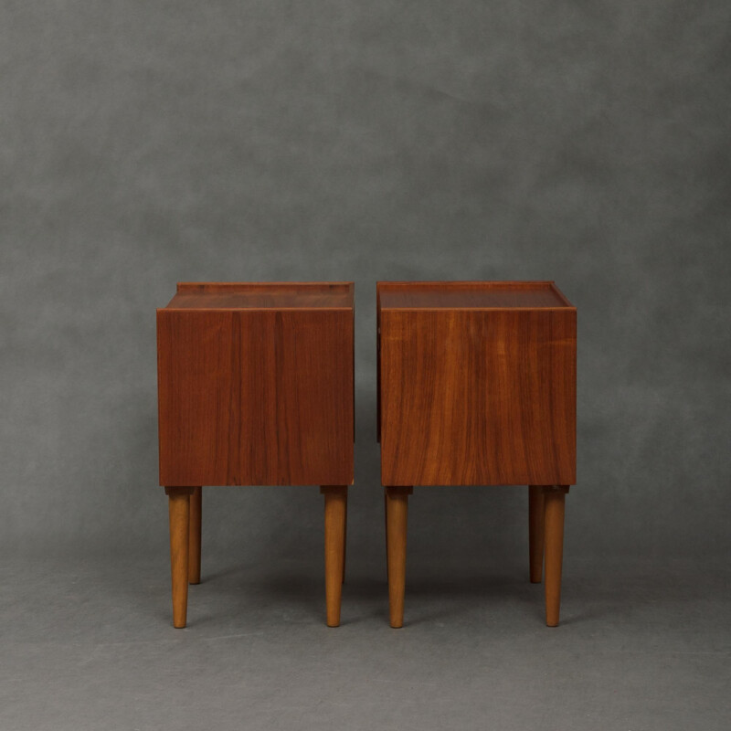 Pair of vintage night stands in teak - 1970s