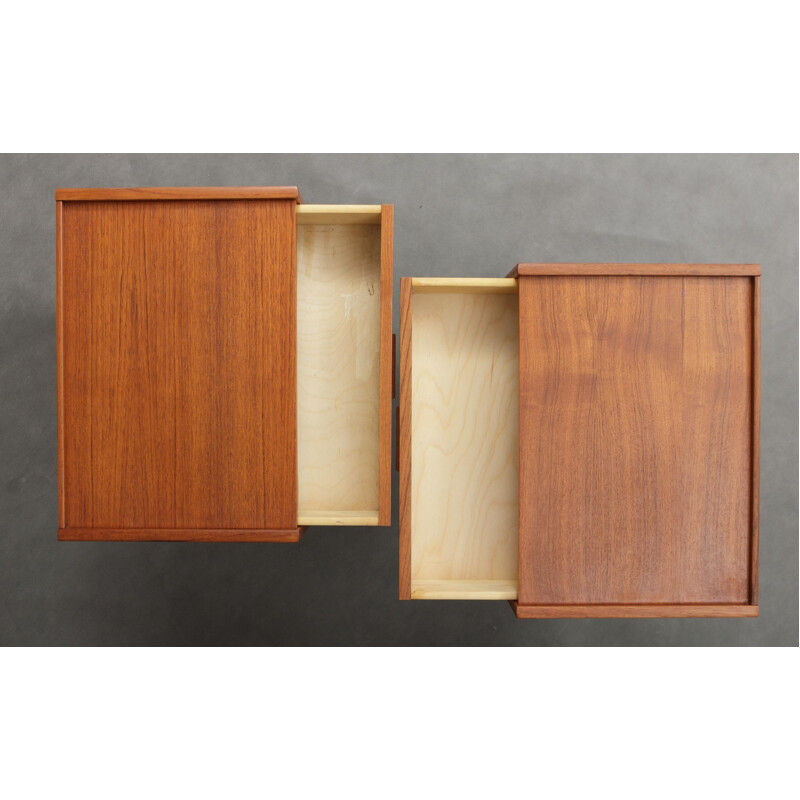 Pair of vintage night stands in teak - 1970s