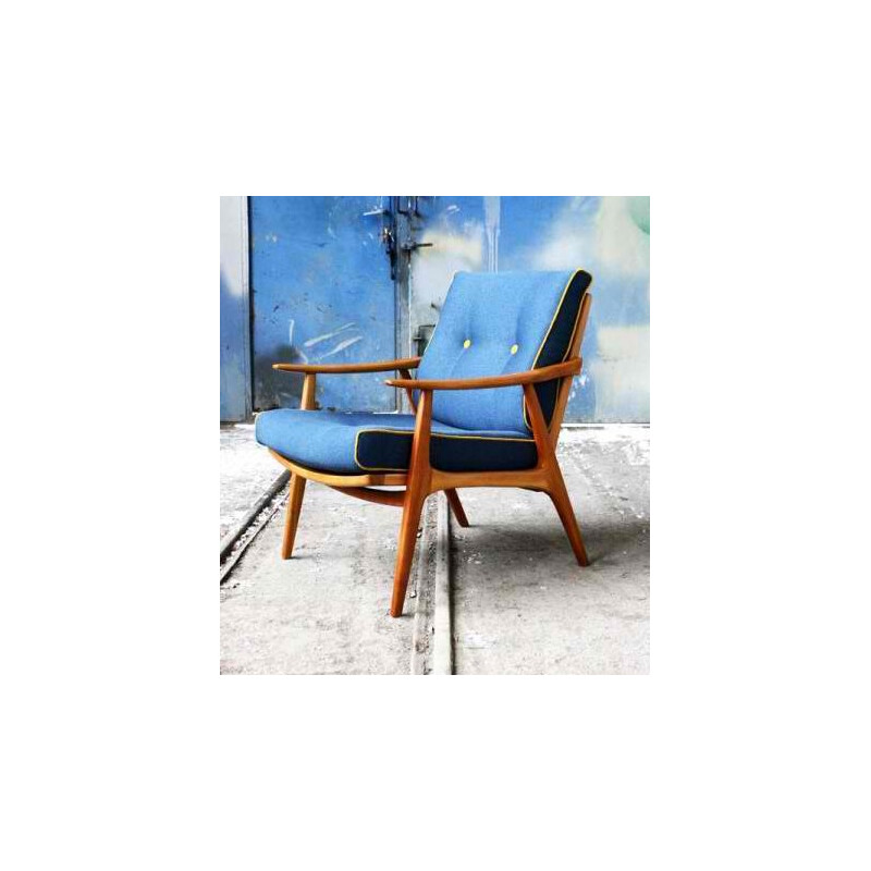 Vintage Scandinavian style blue armchair - 1960s