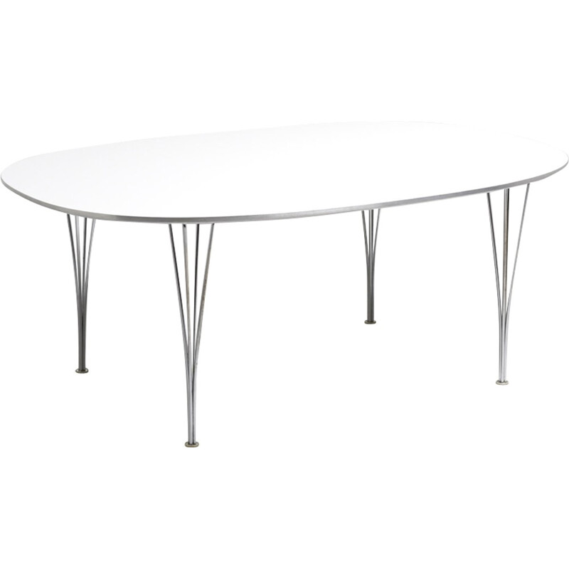 Table à repas vintage blanche de Piet Hein pour Fritz Hansen - 1970