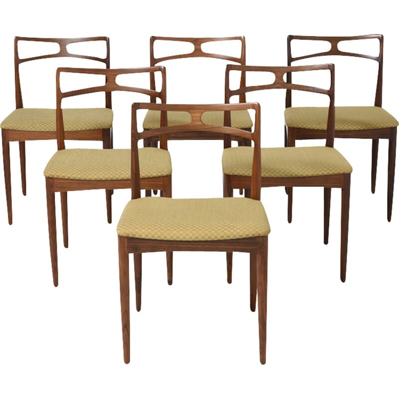 Set of 6 vintage chairs in rosewood by Johannes Andersen for Christian Linneberg - 1960s 