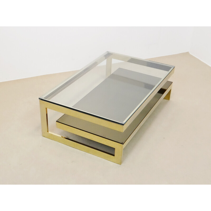 Gold plated g-shape coffee table - 1970s