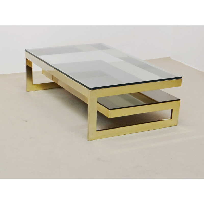 Gold plated g-shape coffee table - 1970s