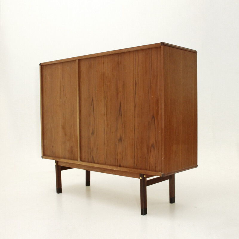 Italian Highboard with Wood and Brass Knobs - 1960s