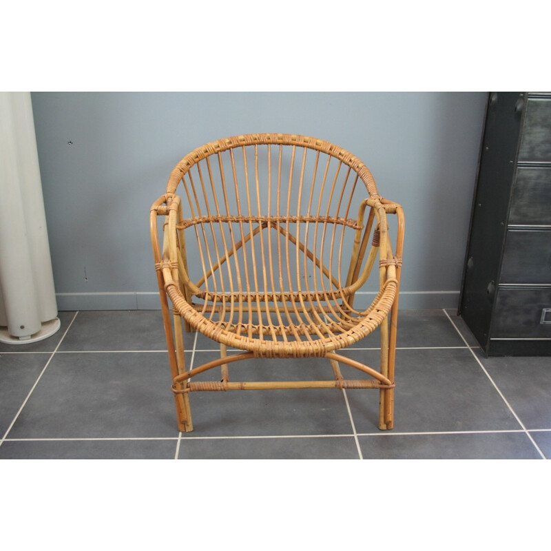 Vintage Rattan Armchair - 1960s