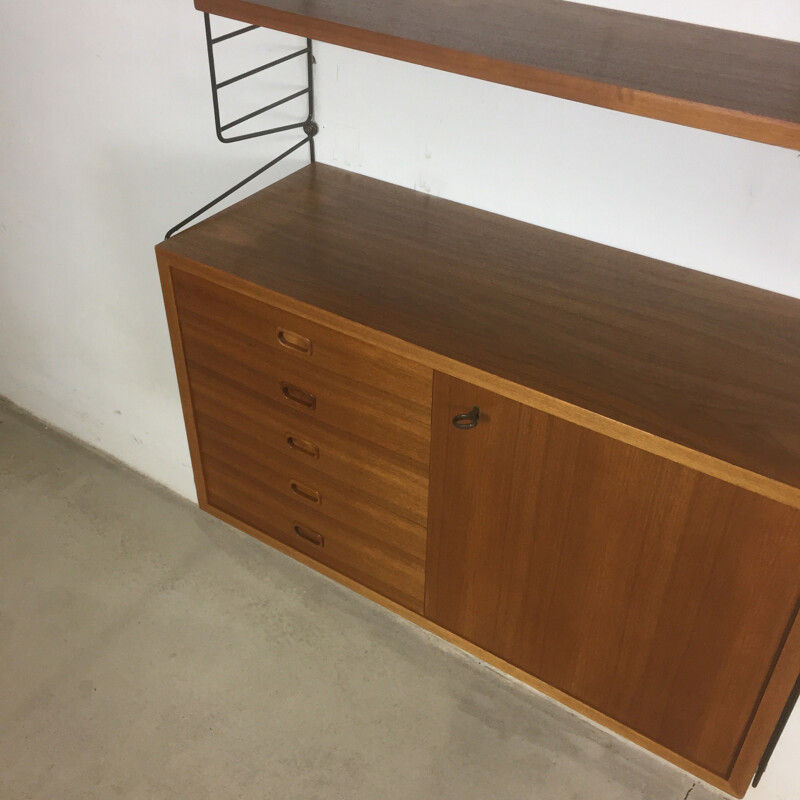 Swedish Walnut Wall Unit by Nisse Strinning for String - 1960s