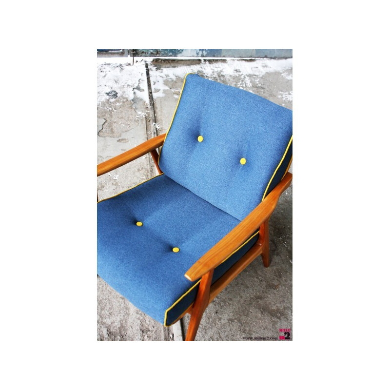 Fauteuil vintage bleu style scandinave - années 60