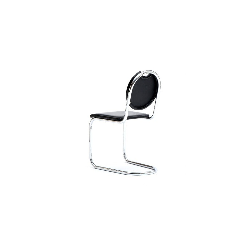 Suite de 4 chaises chrome et cuir, Bauhaus de Sven Markelius - 1940