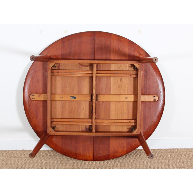 Vintage Scandinavian dining table in solid teak by Peter Hvidt and Orla Mølgaard Nielsen for Soborg Mobelfabrik, 1950