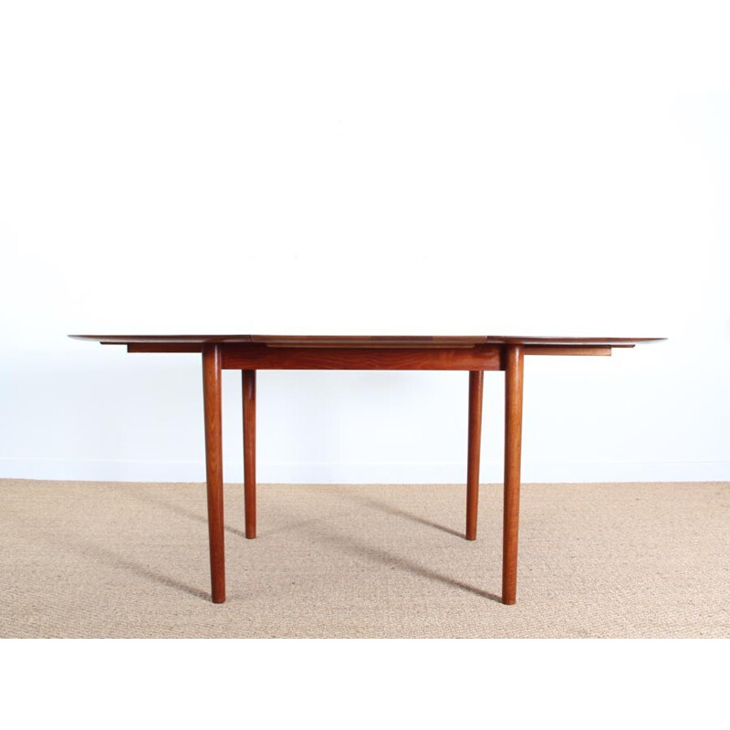 Vintage Scandinavian dining table in solid teak by Peter Hvidt and Orla Mølgaard Nielsen for Soborg Mobelfabrik, 1950