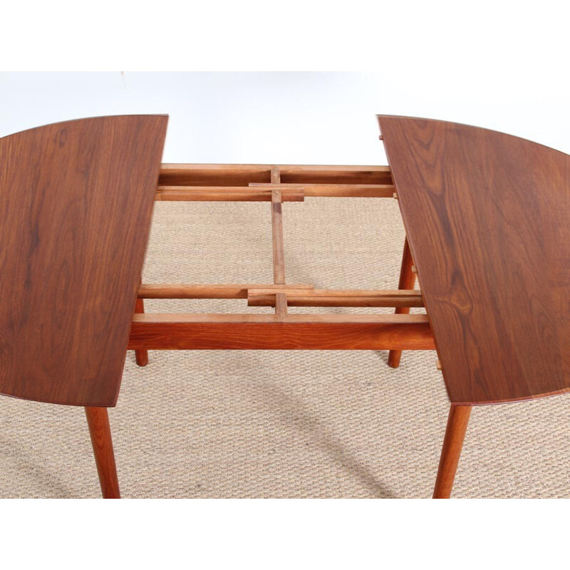 Vintage Scandinavian dining table in solid teak by Peter Hvidt and Orla Mølgaard Nielsen for Soborg Mobelfabrik, 1950