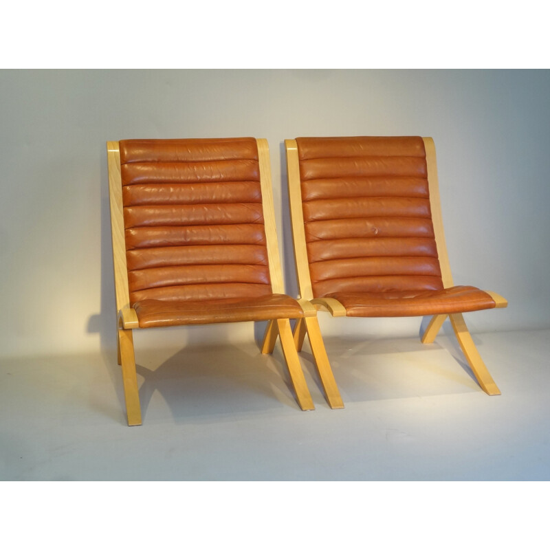 Pair of armchairs "AX" in leather, Peter HVIDT & Orla MOLGAARD-NIELSEN - 1960s