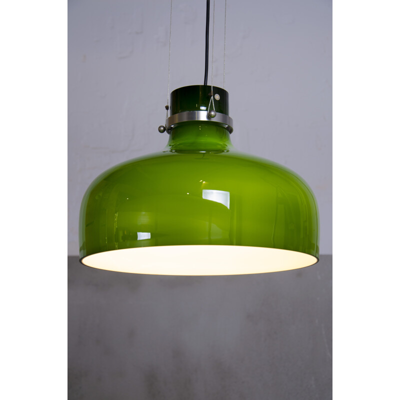 Colgante vintage de cristal verde de Holmegaard, Dinamarca 1960