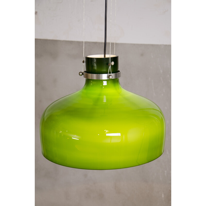 Vintage green glass pendant lamp by Holmegaard, Denmark 1960