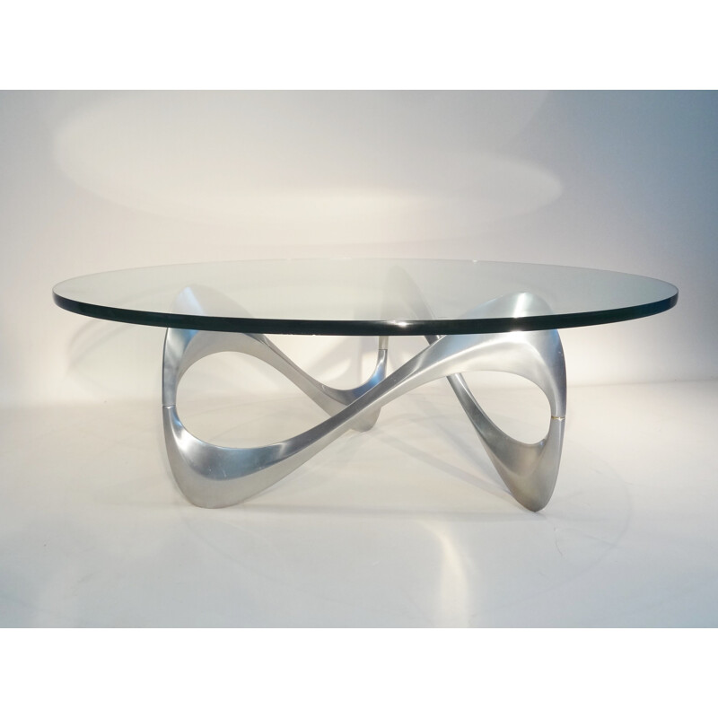 Coffee table "snake" in glass, Knut HESTERBERG - 1970s