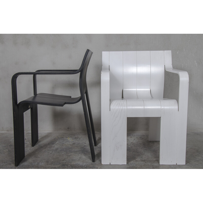 Paar van 2 fauteuils in zwart en wit door Gijs Bakker voor Castelijn - 1974