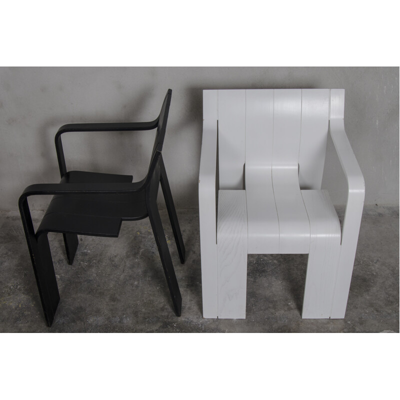 Ein Paar von 2 Sesseln in Schwarz und Weiß von Gijs Bakker für Castelijn - 1974