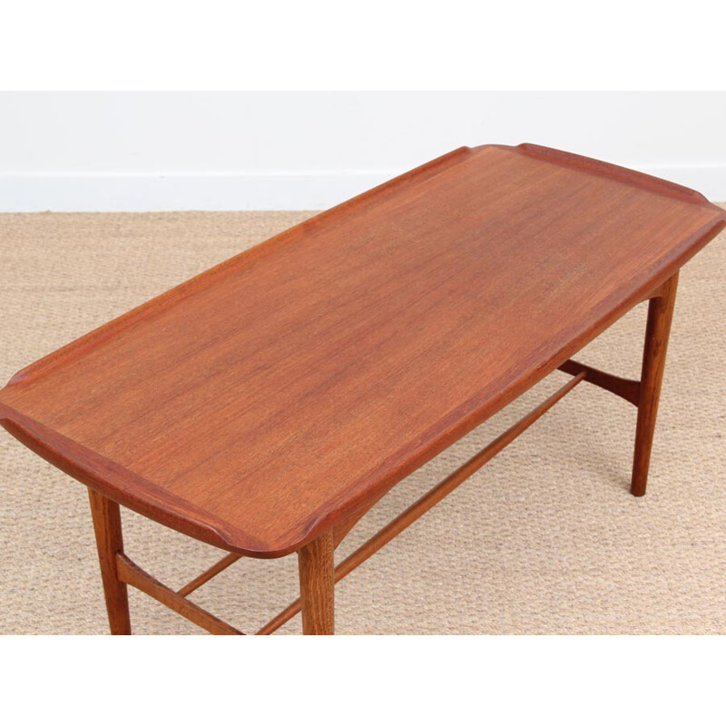 Table basse vintage scandinave en teck - 1950