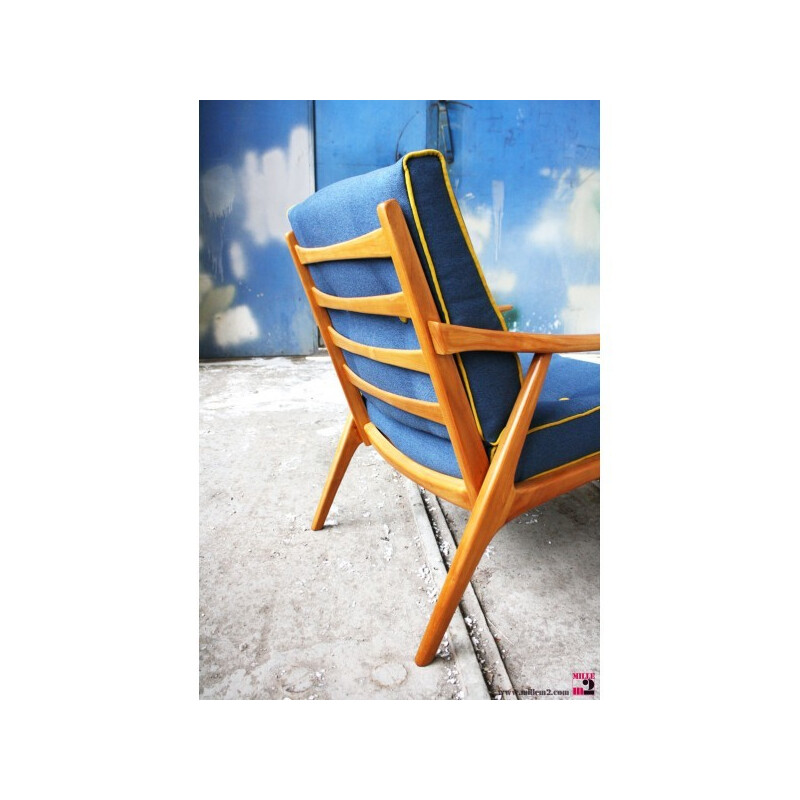 Vintage Scandinavian style blue armchair - 1960s