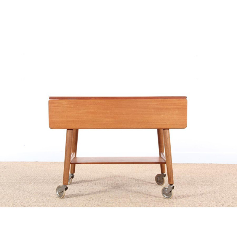 Vintage side table on wheels by Hans Wegner for Andreas Tuck - 1950s