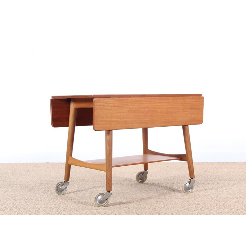 Vintage side table on wheels by Hans Wegner for Andreas Tuck - 1950s