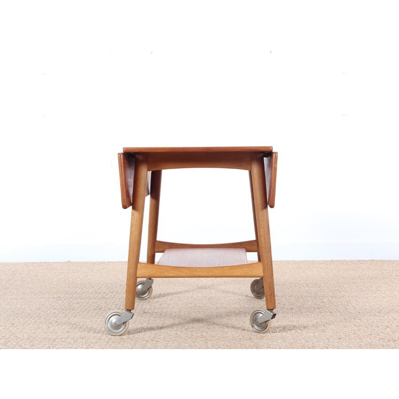 Table d'appoint vintage sur roues d'Hans Wegner pour Andreas Tuck - 1950 