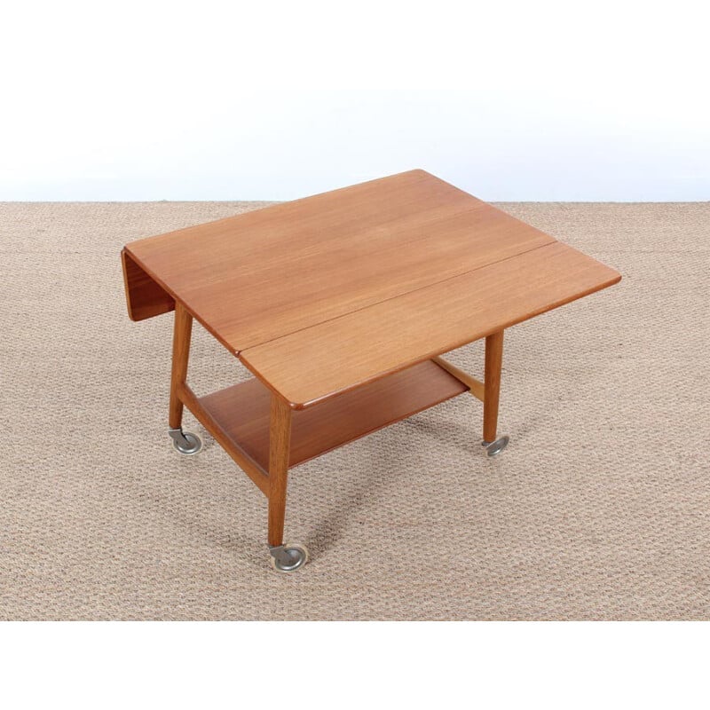 Vintage side table on wheels by Hans Wegner for Andreas Tuck - 1950s