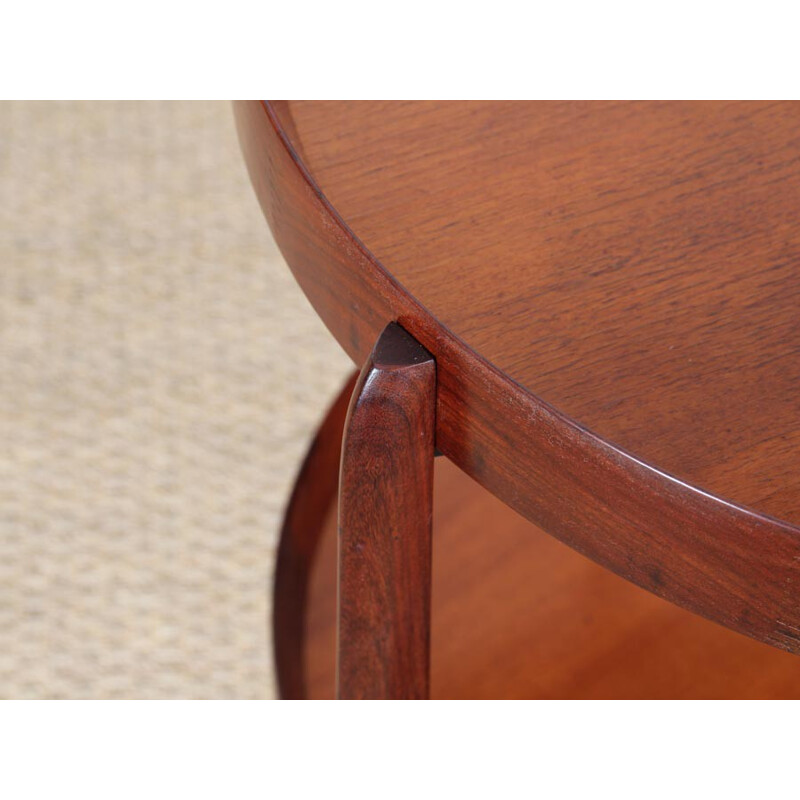 Teak serving table with double tray on wheels by Uno Kristiansson - 1950s