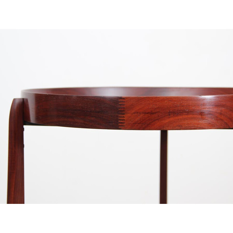 Teak serving table with double tray on wheels by Uno Kristiansson - 1950s