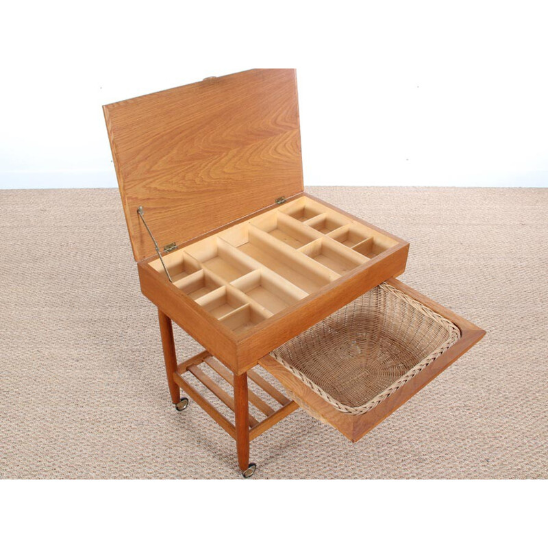Scandinavian sewing box in oakwood by Ejvind A. Johansson for FDB - 1960s