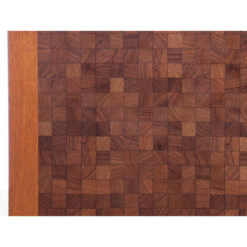 Pair of square Scandinavian coffee tables made of marquetry by Rolf Middelboe & Gorm Lindum - 1970s