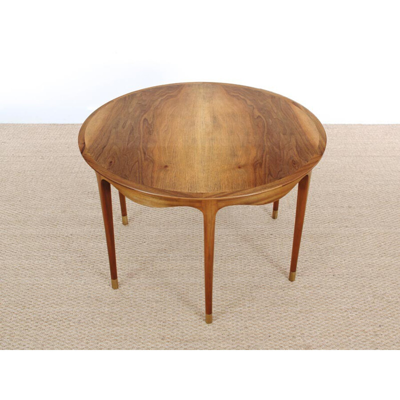 Scandinavian vintage walnut coffee table by Ole Wanscher for Andreas Jeppe Iversen, 1950