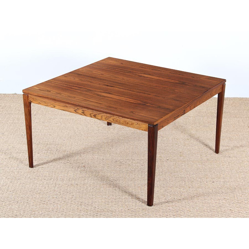 Scandinavian square coffee table in Rio rosewood, Colorado model, 1960