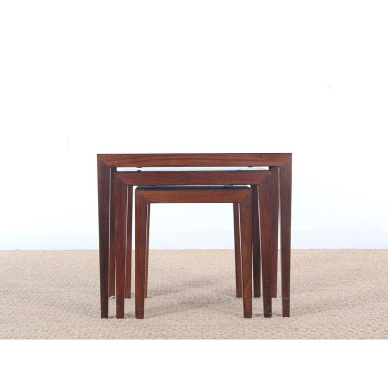 Suite of 3 Mahogany Nesting Tables by Severin Hansen - 1960s