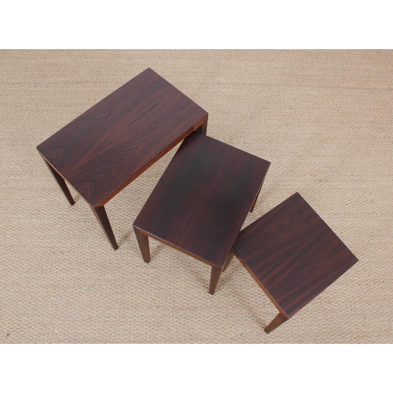 Suite of 3 Mahogany Nesting Tables by Severin Hansen - 1960s