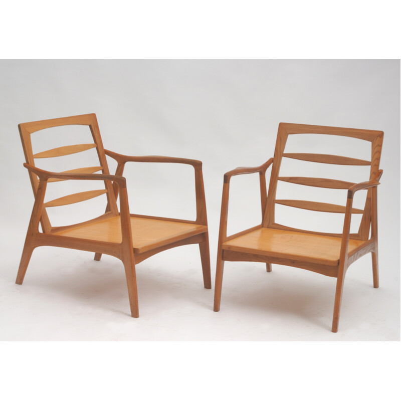 Set of 2 vintage armchairs by Dřevopodnik Holešov - 1960s